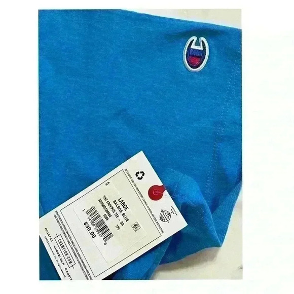 Champion Womens Cropped Graphic-Print T-Shirt Balboa Blue Size M-L - Picture 8 of 12